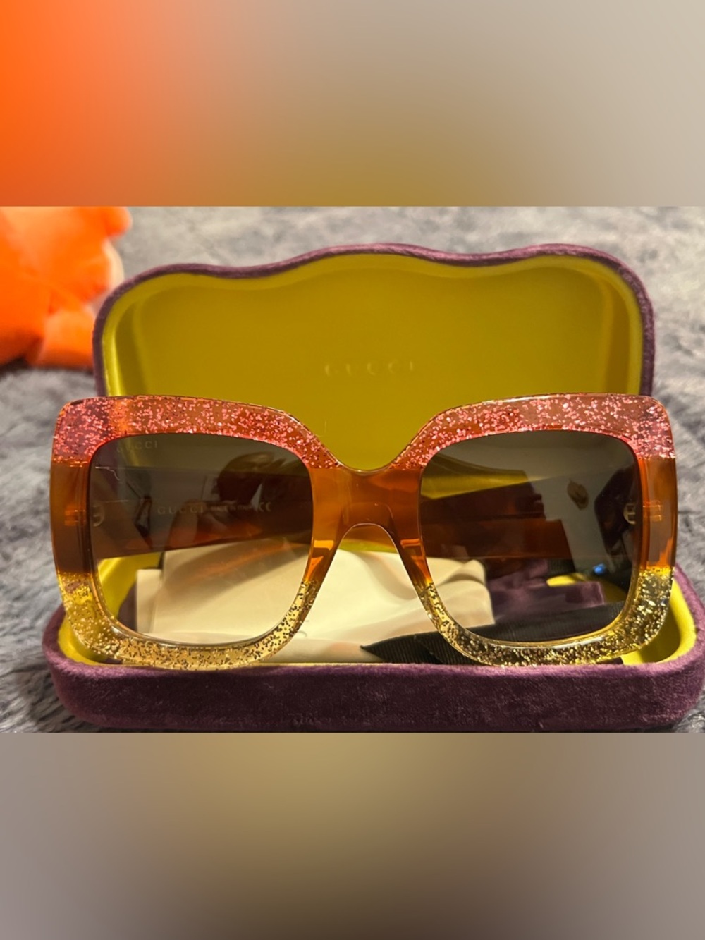 Authentic GUCCI GG0083S Oversized Glitter Sunglasses - Pristine - Picture 2 of 12